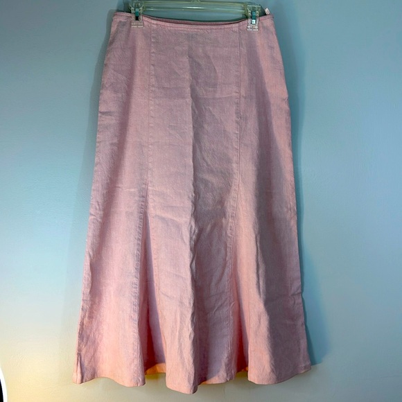NWT Per una Stretch Pink Linen blend long/ maxi skirt size 12 - Picture 1 of 9